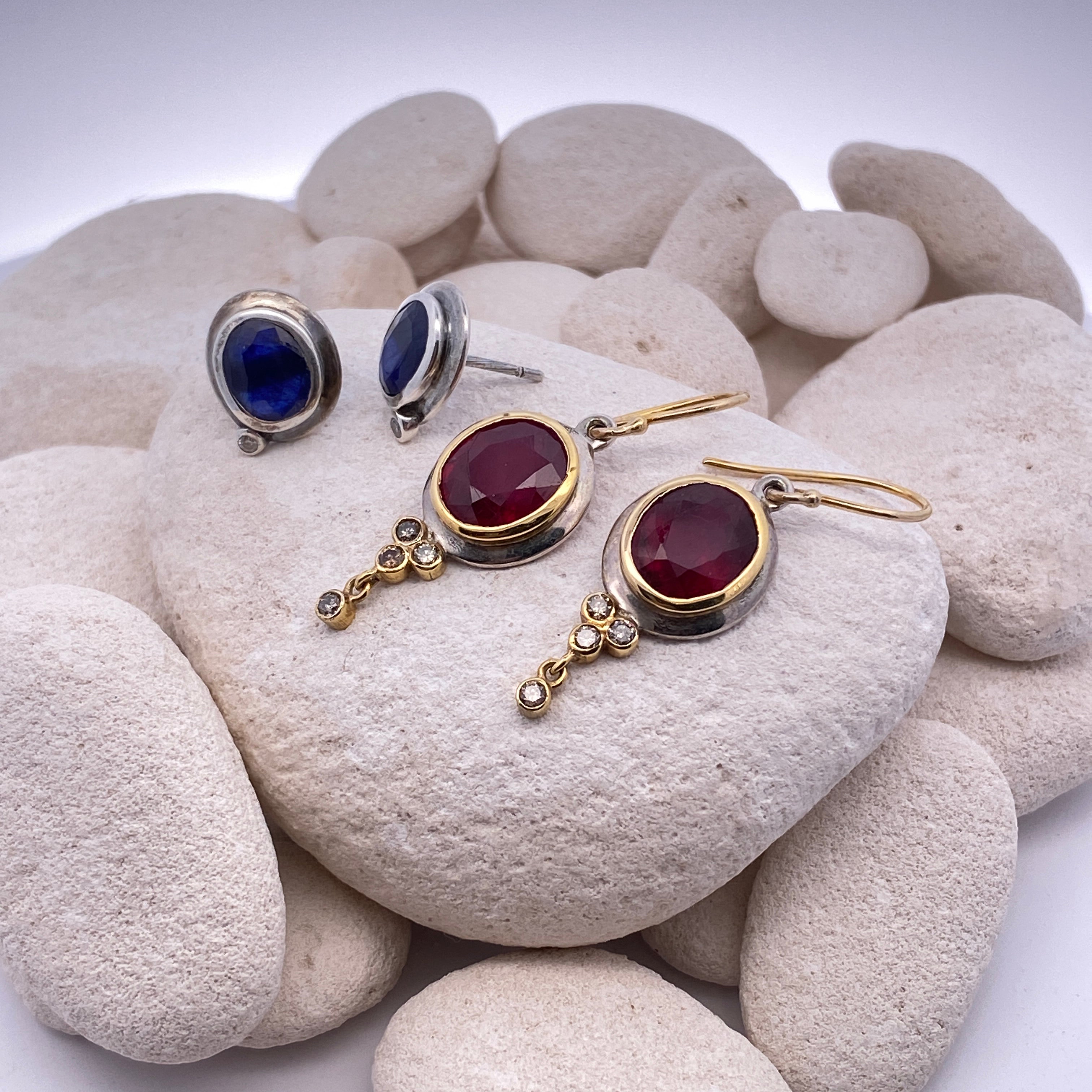 circle of fire blue sapphire, garnet, citrine, and 14k gold