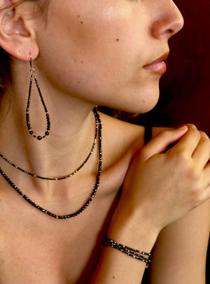 14k Black Diamond Beads Adjustable Necklace 8.45TCW