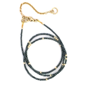 14k Black Diamond Beads Adjustable Necklace 8.45TCW