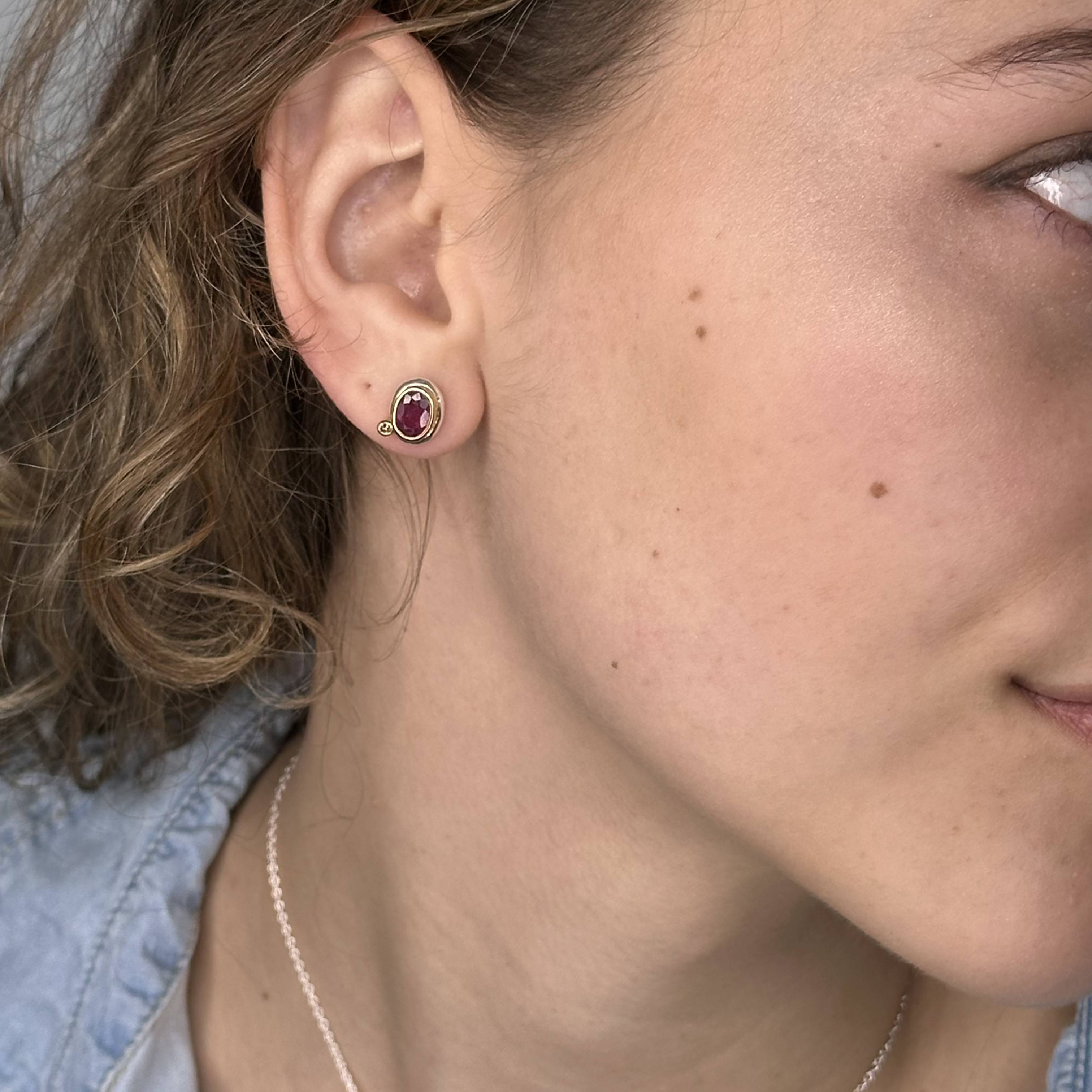 Silver Ruby & 14k Post Earrings