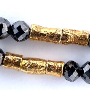 14k Large Black Diamond Asymmetrical Adjustable Necklace