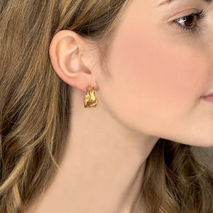 Black and 14k Gold Post Earrings - Small Post Earrings