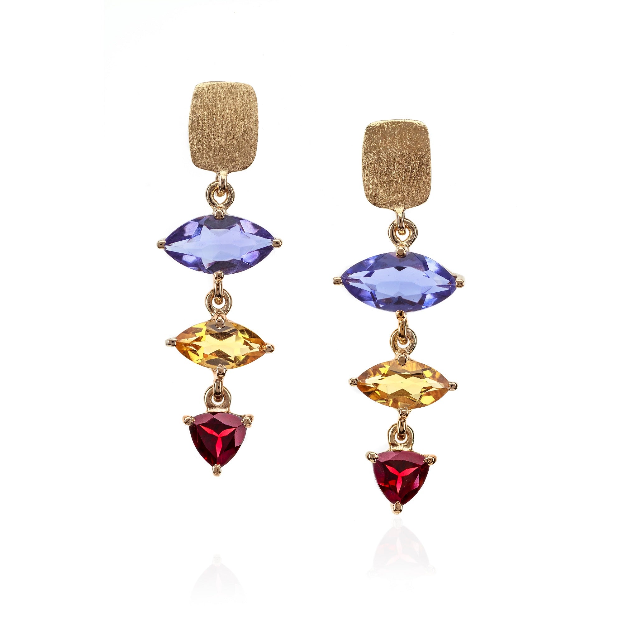 Iolite Jewel Drop East West Marquise 18k Vermeil Earrings