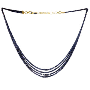 Multi Strand Sapphire Necklace - 14k Gold