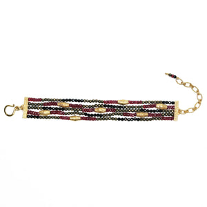Spinel, Ruby and Gold Multi-Strand Bracelet