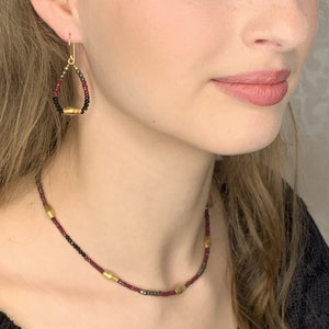Spinel, Ruby and Gold Earrings