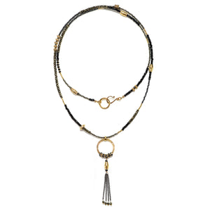 Spinel and Gold Long Necklace with Tassel