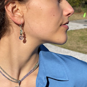 Gemstone Dangle Earrings with Iolite or Green Amethyst