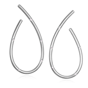 Sterling Silver "J" Hoop Earrings with White Sapphires