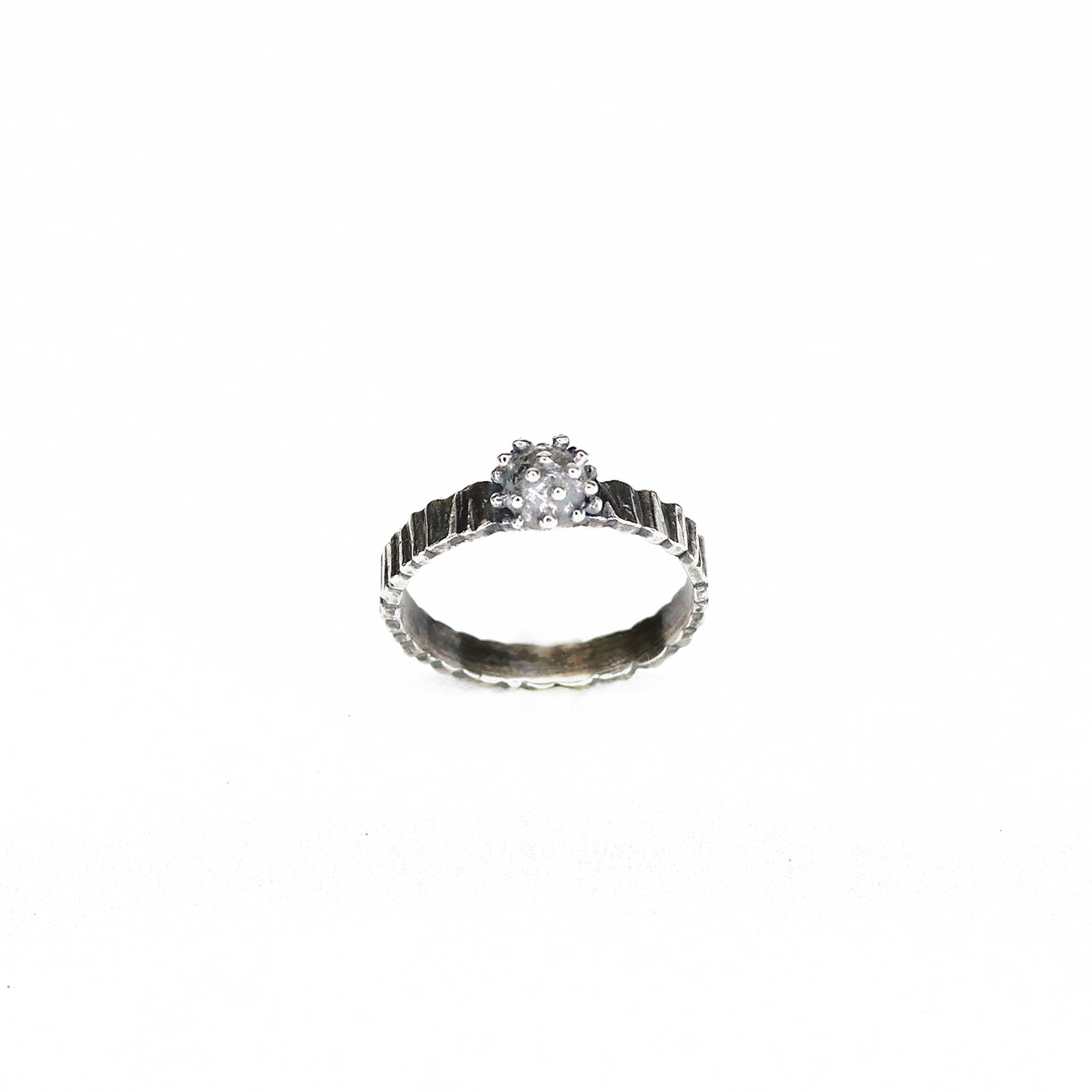 Bead of Protection - Oxidized Sterling Ring