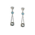 Silver Triangle Drop Gray Moonstone Earrings - Q Evon Fine Jewelry