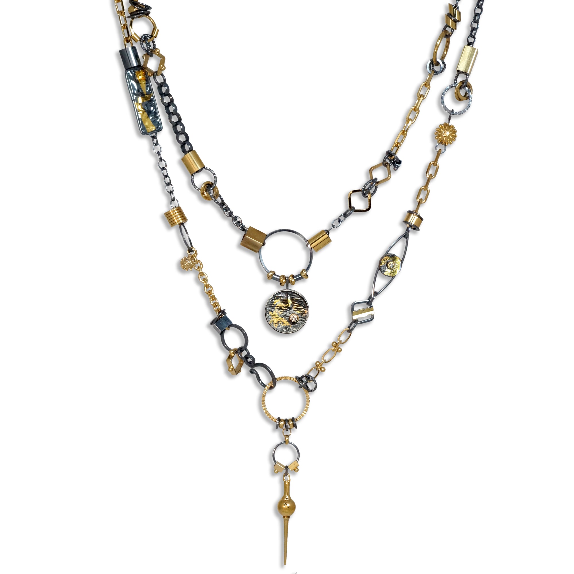 Black and Gold Avalon Wrap Necklace