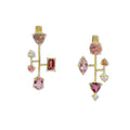 14k Gold Asymmetrical Tourmaline and Sapphire Earrings - Q Evon Fine Jewelry