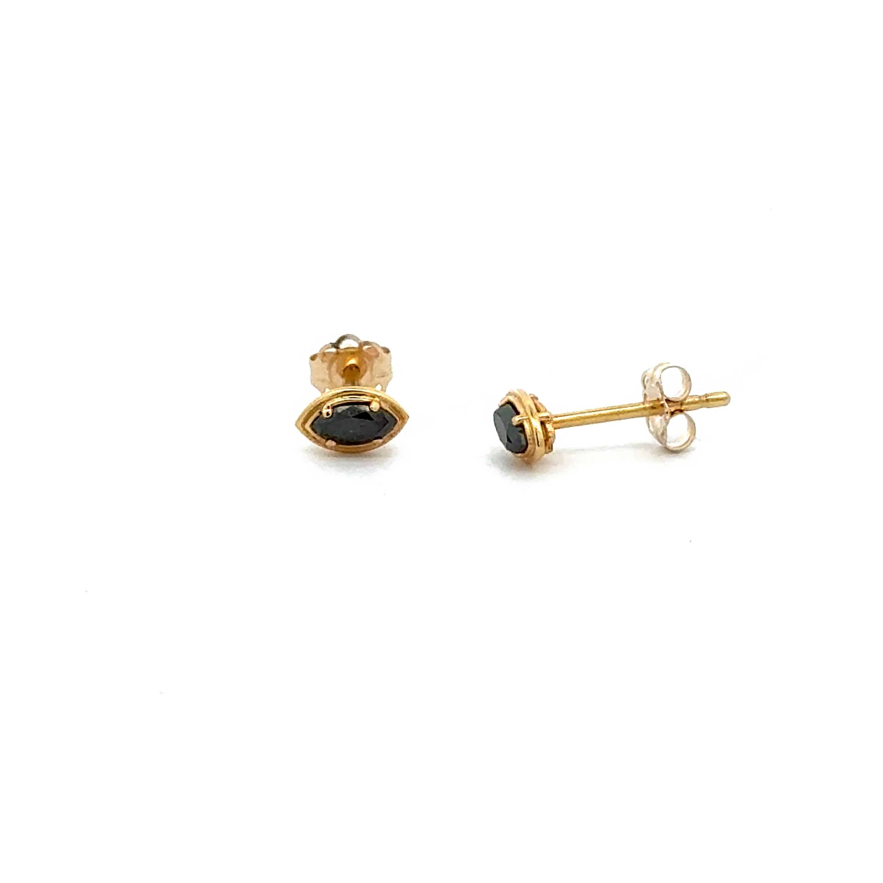 14k Black Diamond Marquise Stud Earrings