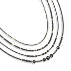 14k Black Diamond Beads Adjustable 18-20 Necklace