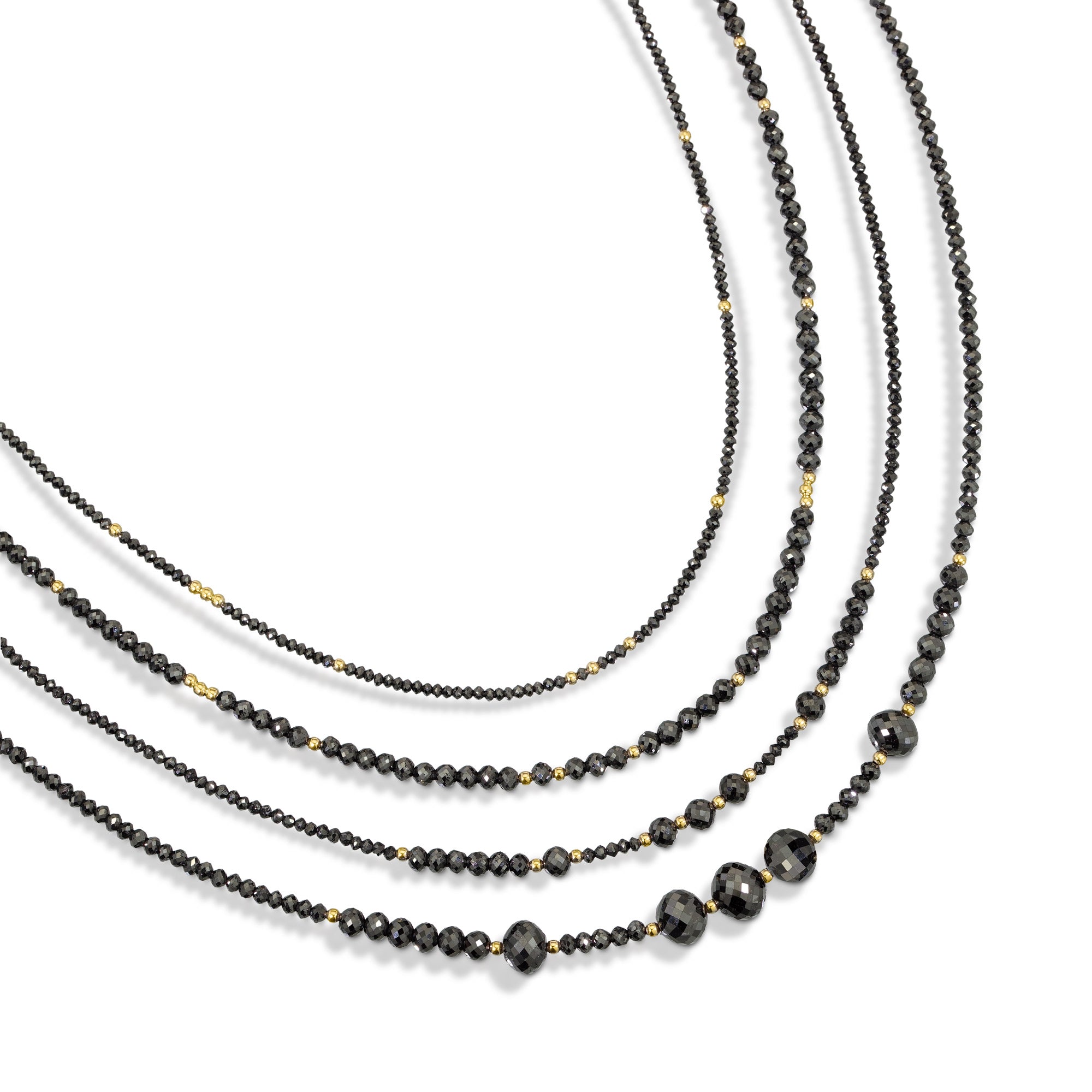 14k Black Diamond Beads Adjustable 18-20 Necklace