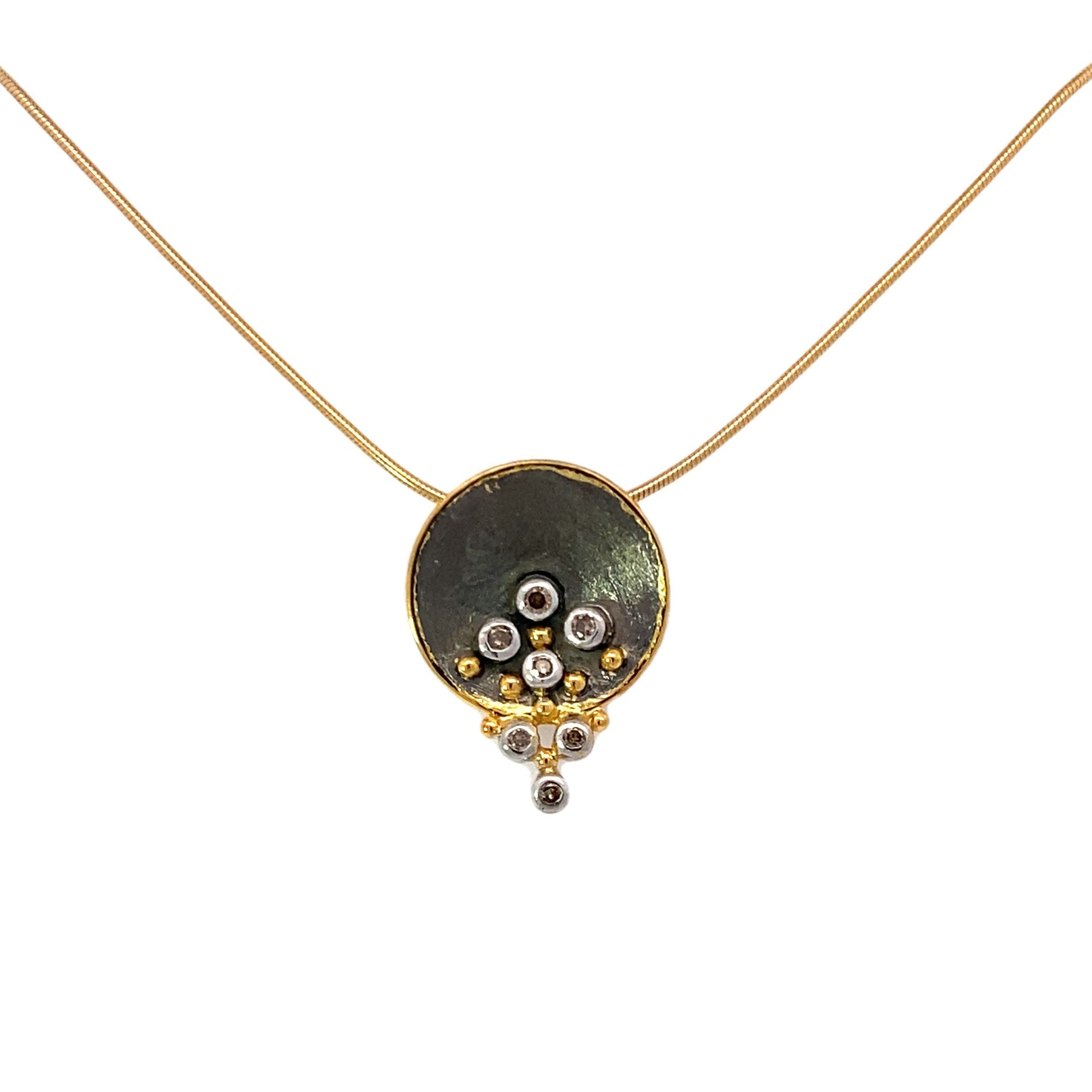 14k Black Rhodium Champagne Diamond Cascading Necklace