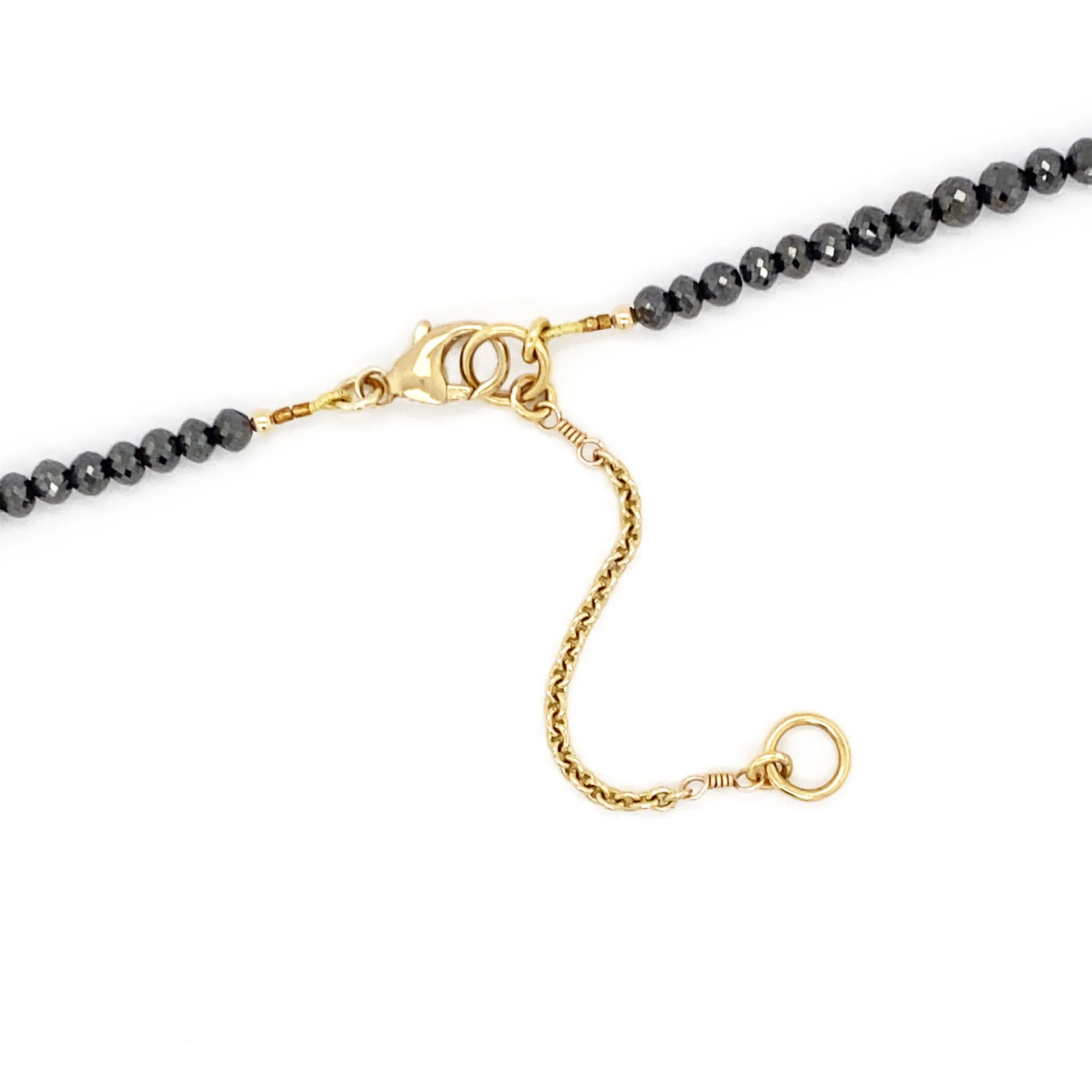 14k Black Diamond Asymmetrical Adjustable Necklace - Q Evon Fine Jewelry