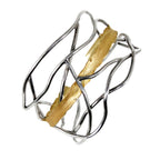 Oxidized Silver and Gold Edge Cuff