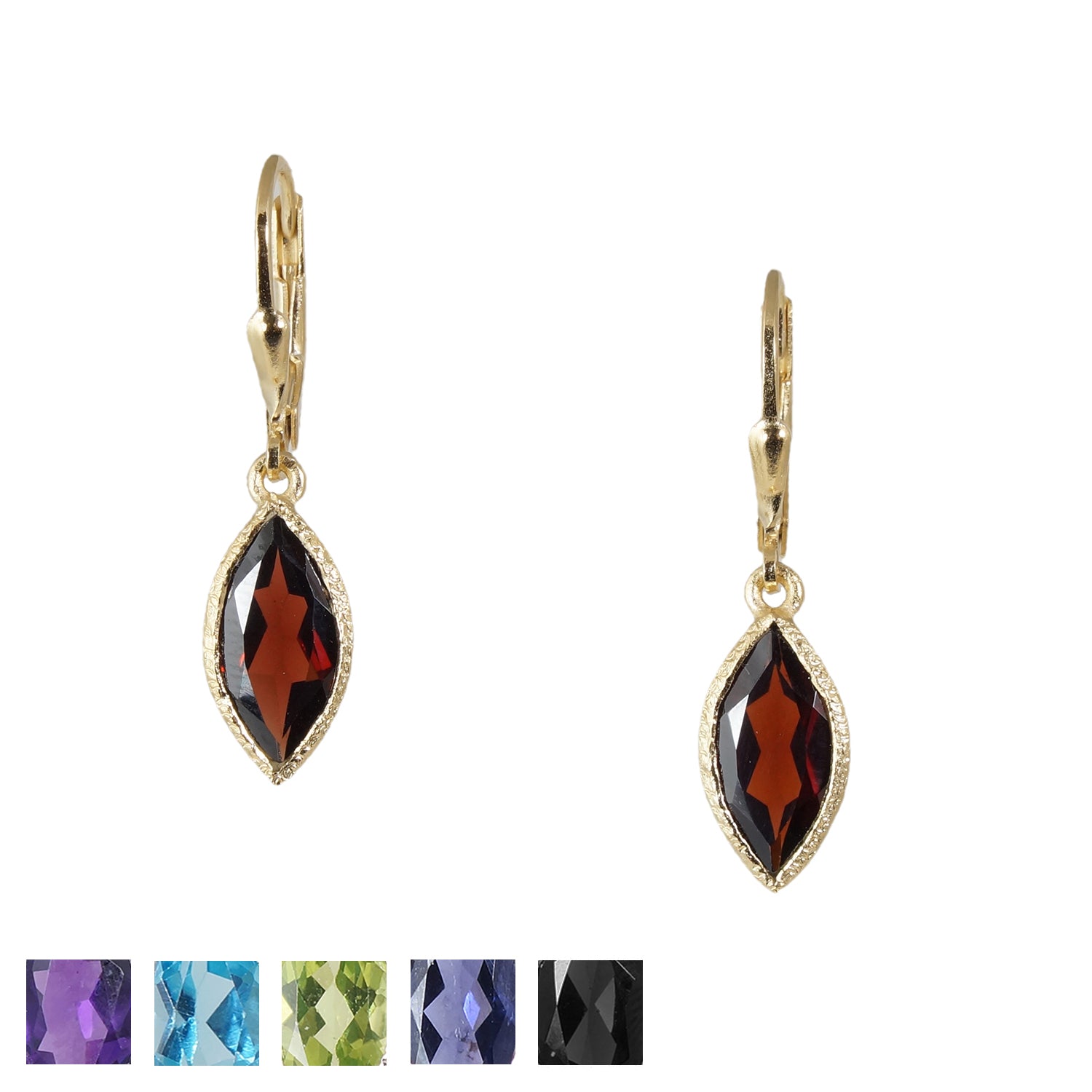 18k Vermeil Marquise Gemstone Earrings