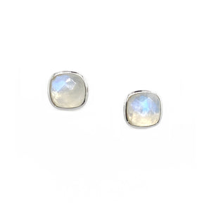 Square Studs - Silver, White Rhodium