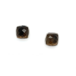 Square Studs - Silver, White Rhodium