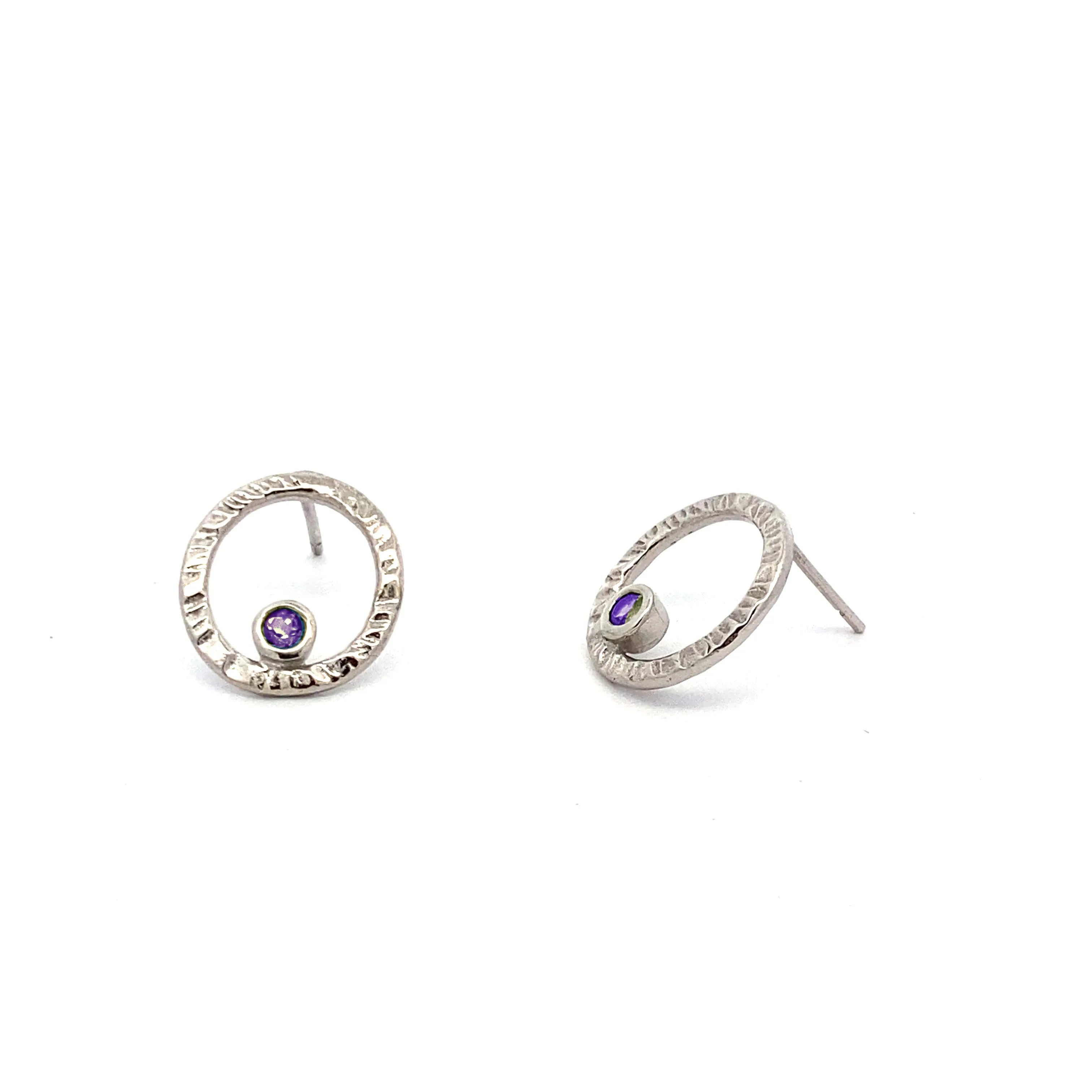 Q Post Earrings Silver, White Rhodium - Q Evon Fine Jewelry