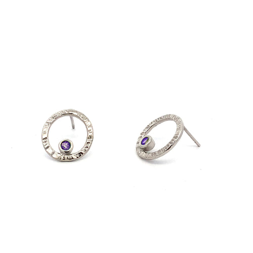 Q Post Earrings Silver, White Rhodium - Q Evon Fine Jewelry