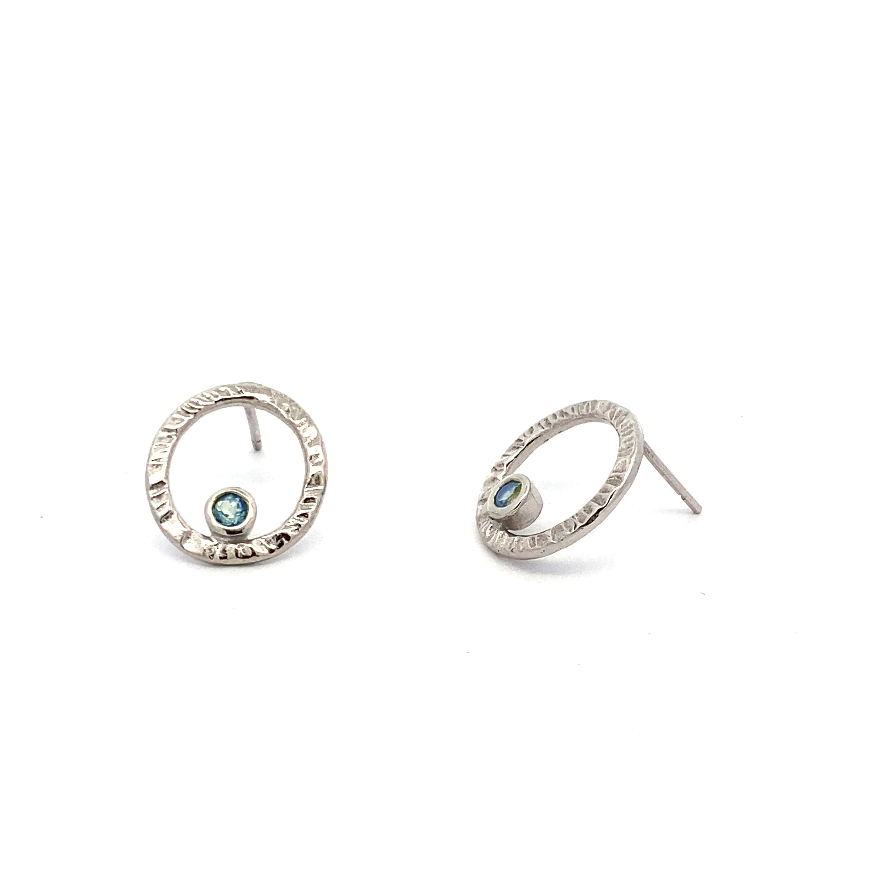 Q Post Earrings Silver, White Rhodium - Q Evon Fine Jewelry