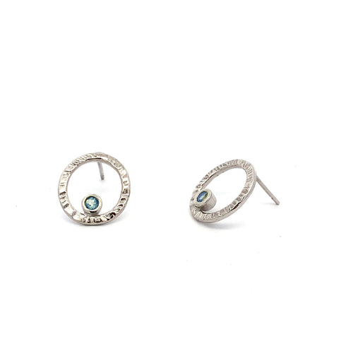 Q Post Earrings Silver, White Rhodium - Q Evon Fine Jewelry