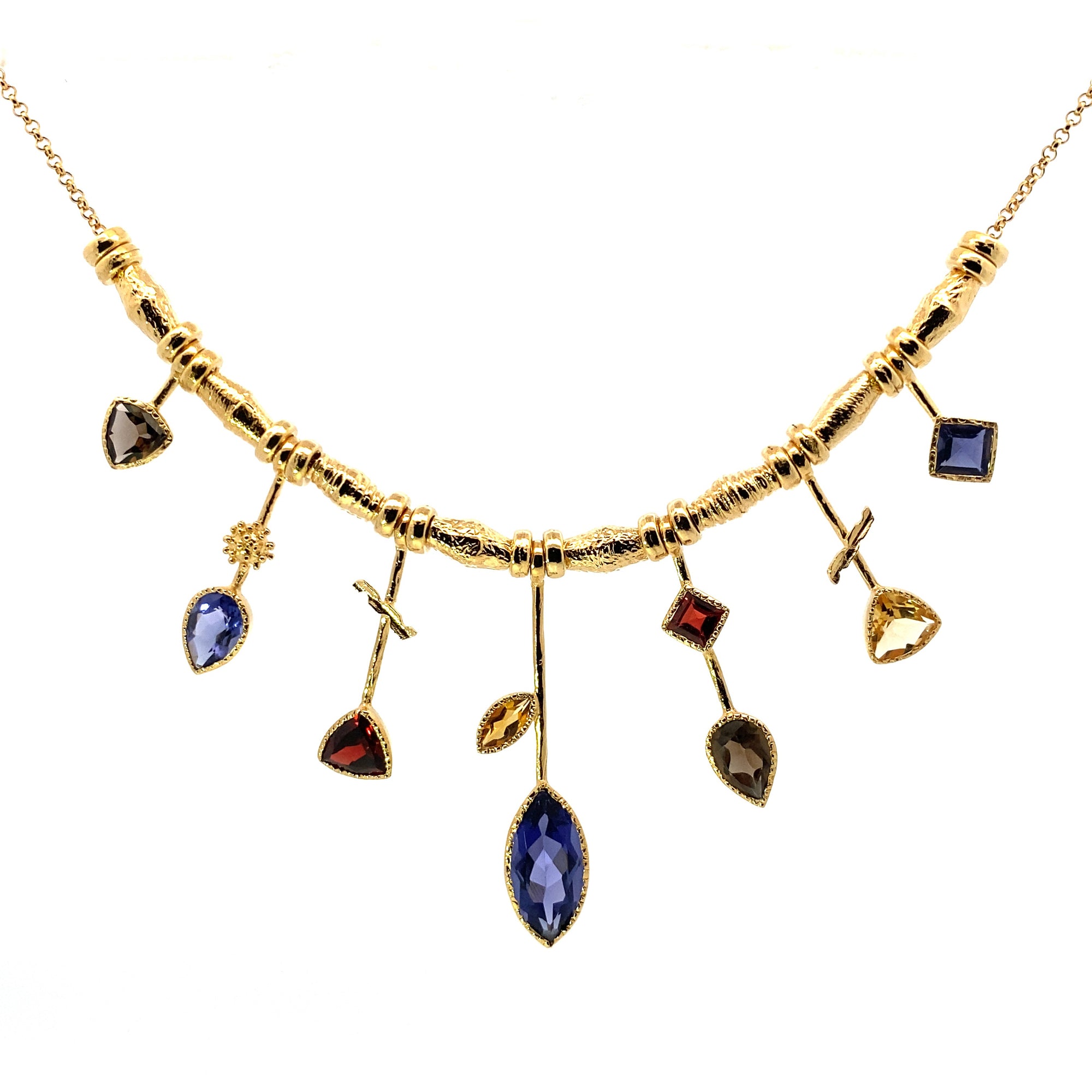 7 Stick Edge Necklace - Iolite/All Gold