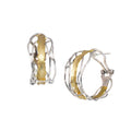 Silver and Gold Edge Post Earrings - Medium, Omega Clip - Q Evon Fine Jewelry