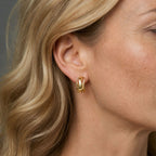 Gold Edge Post Hoops - Small Gold Post Earrings