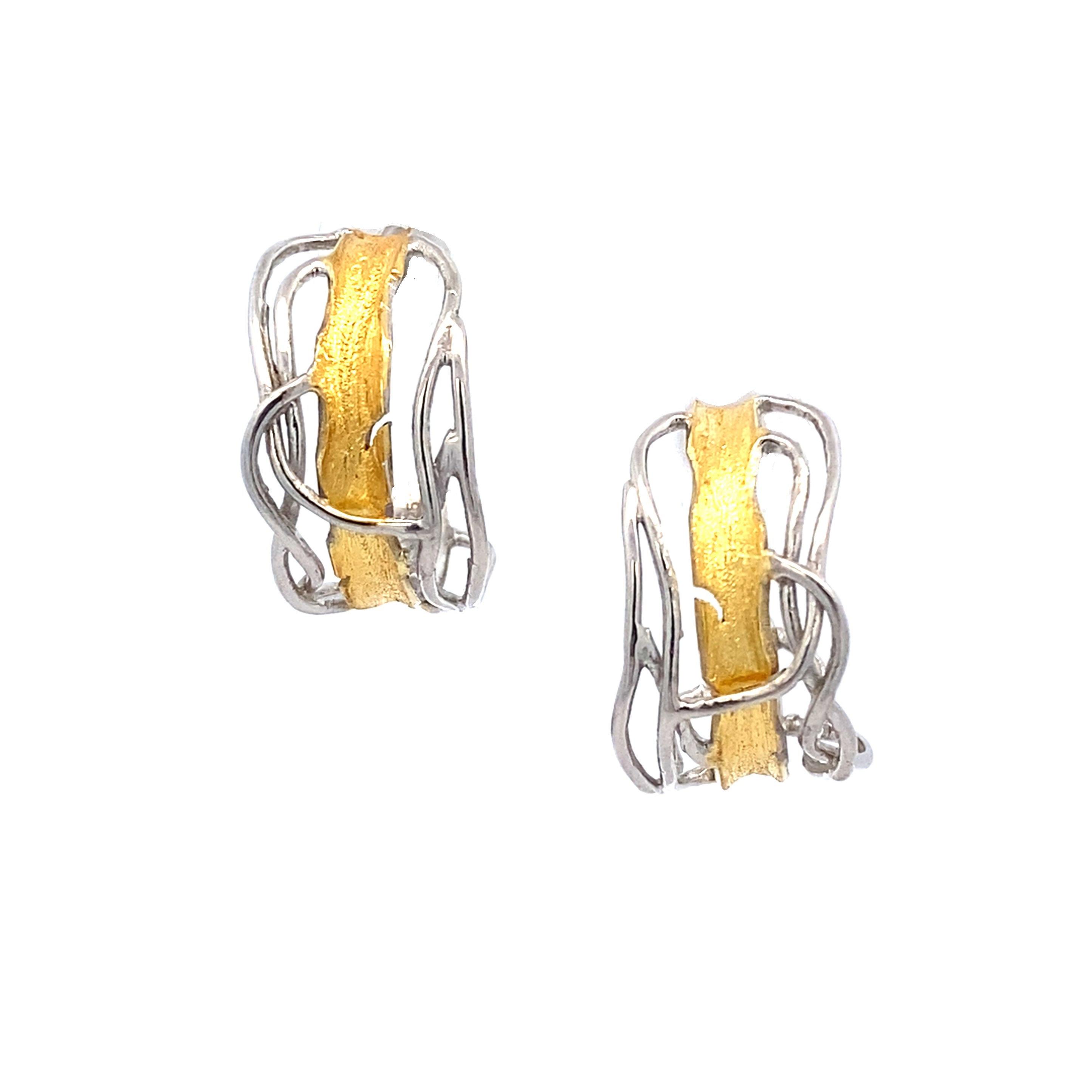 Silver and Gold Post Earrings - Small