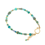 Gold Gemstone Bracelet with Opal, Emerald, Apatite, Tanzanite