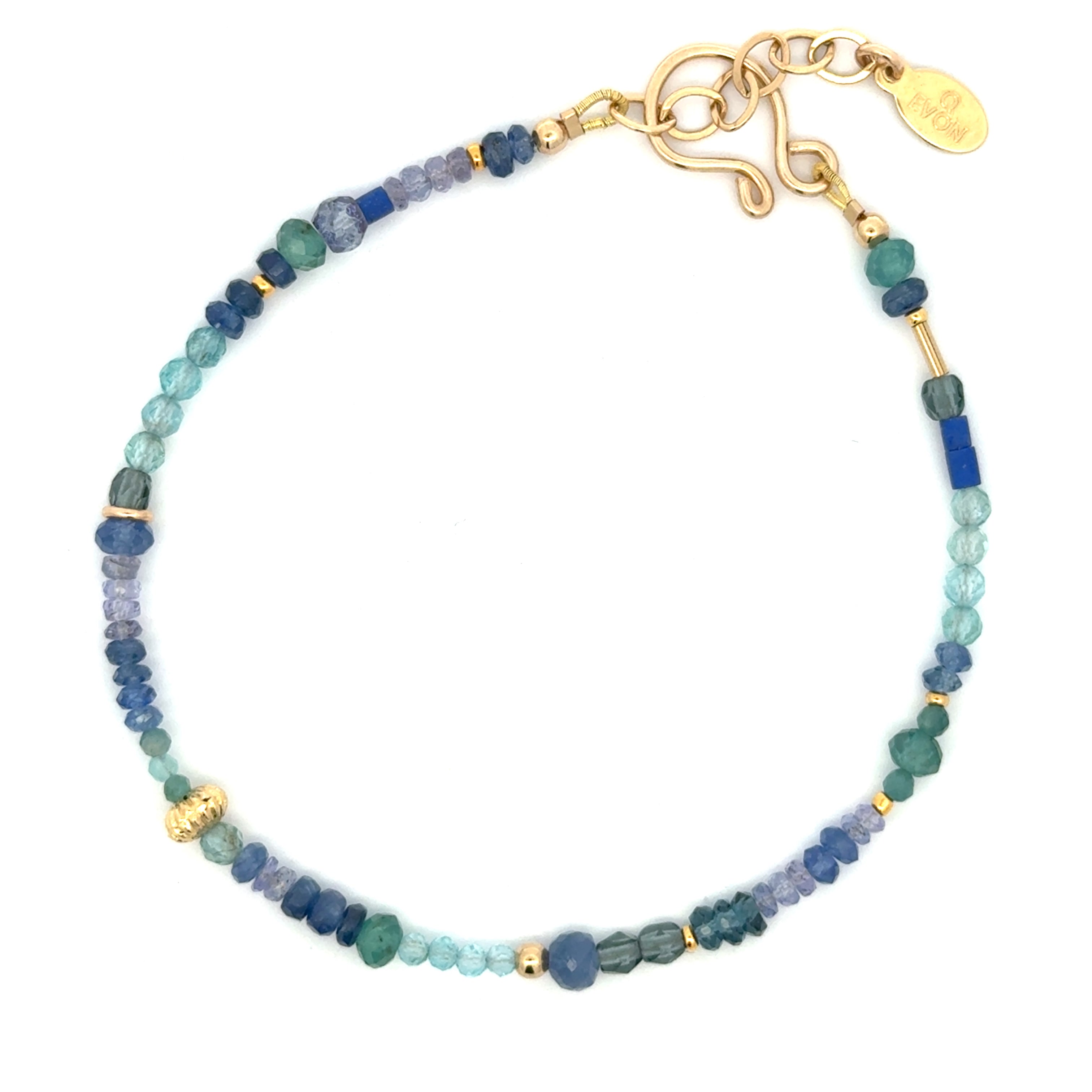 Gold Gemstone Bracelet with Tanzanite and Sapphire