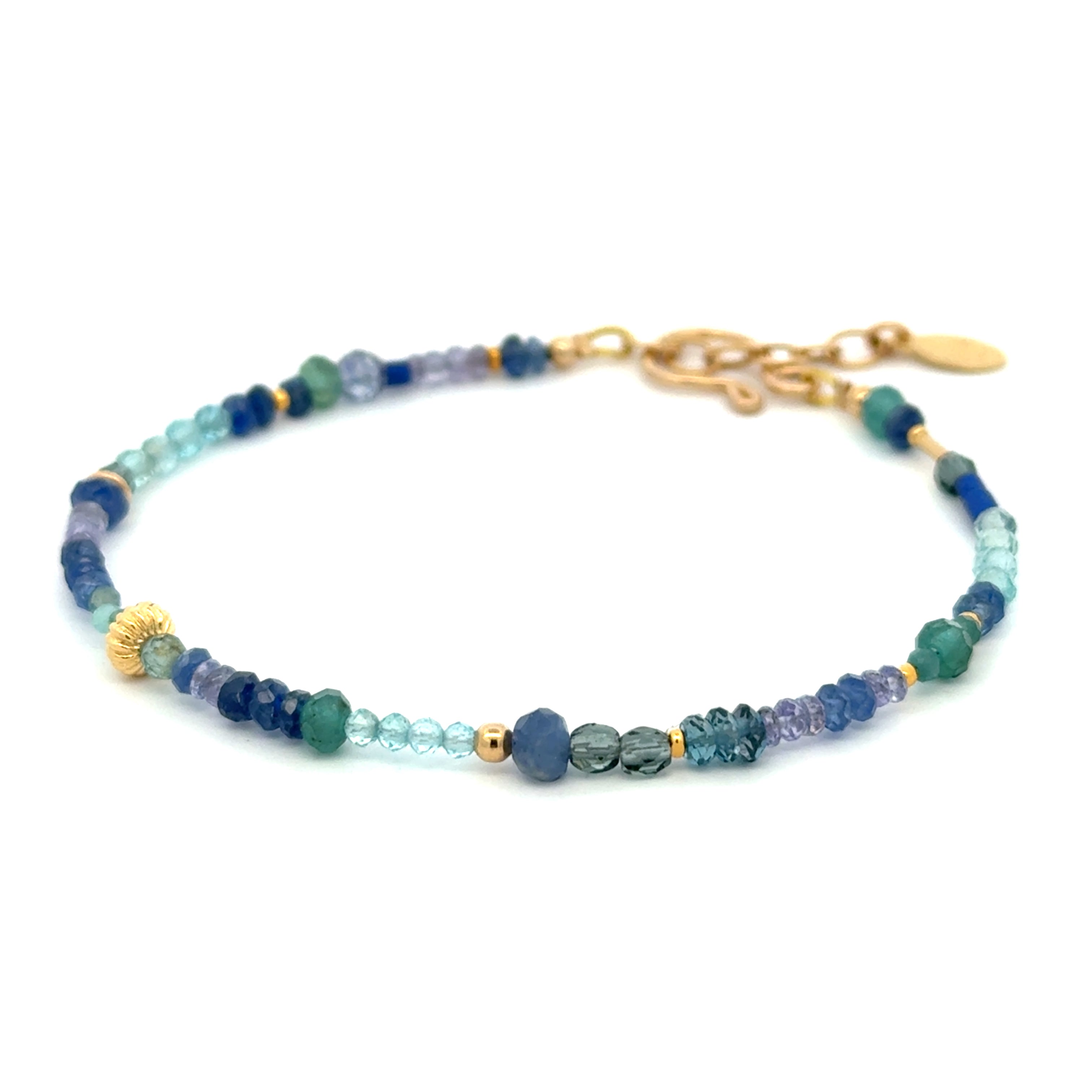 Gold Gemstone Bracelet with Tanzanite and Sapphire
