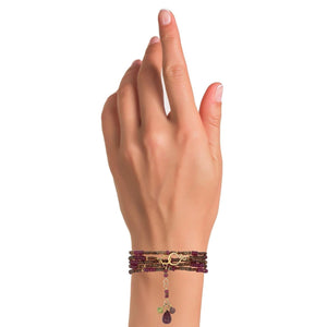 Multi Gemstone Necklace/Wrapped Bracelet with Andalusite and Ruby - Long