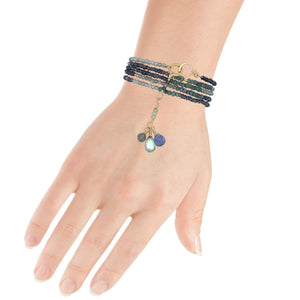 Multi Gemstone Necklace/Wrapped Bracelet with Labradorite and Iolite