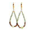 Gold Leverback Earrings with Green Garnet, Andalusite, Green Sapphire