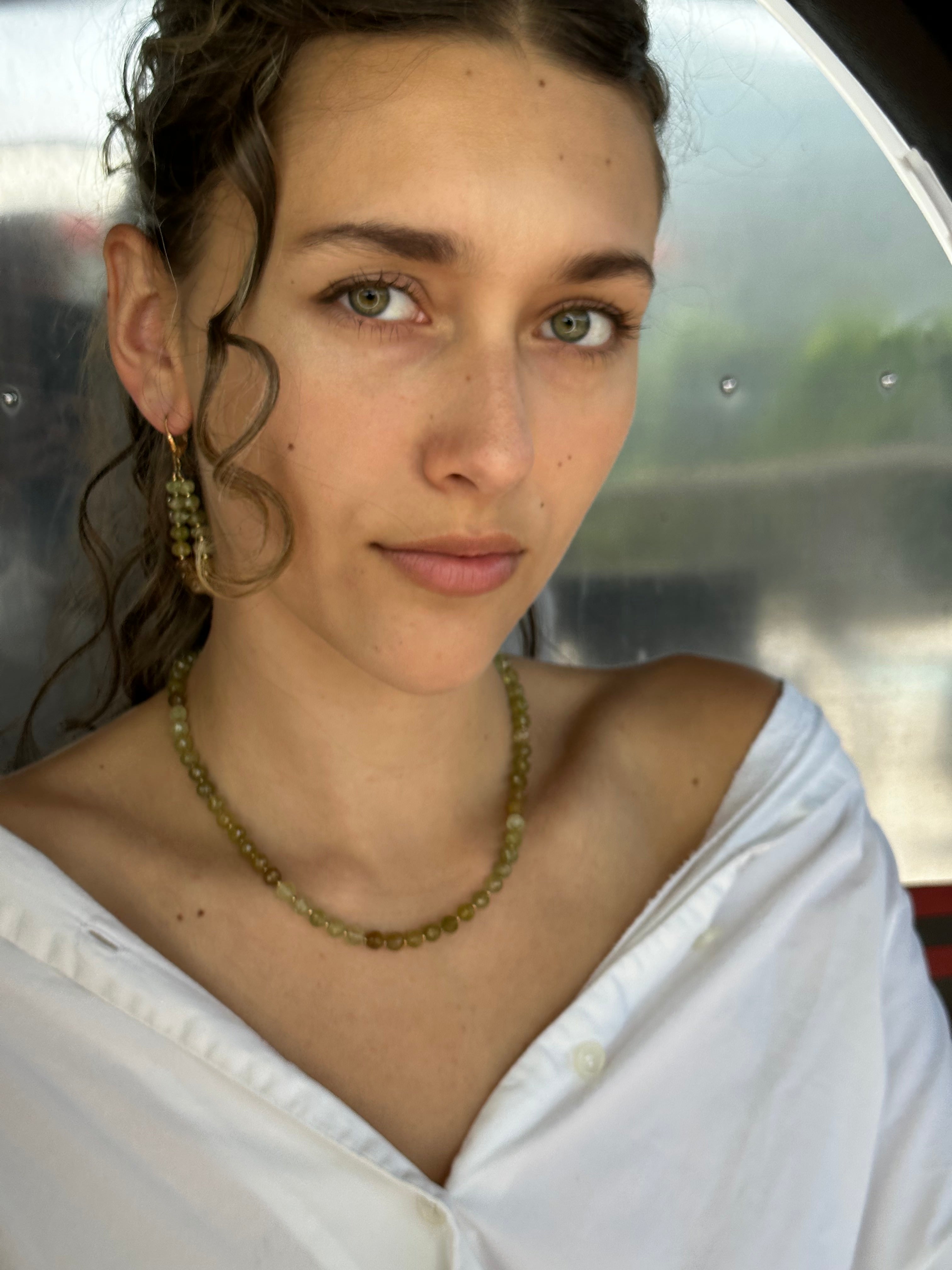 Green Grossular Garnet Necklace in Gold