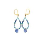 Iolite and Tanzanite Gold Earrings