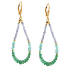 Gold Leverback Earrings with Emerald & Tanzanite
