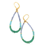 Gold Leverback Earrings with Emerald & Tanzanite