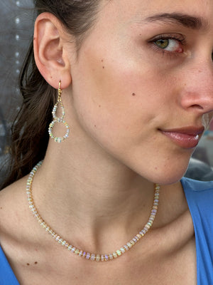 Graduated White Opal 14k Gemstone Necklace