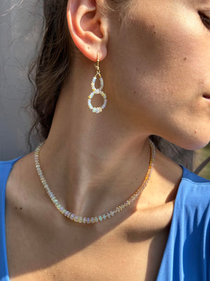 Graduated White Opal Gemstone Necklace