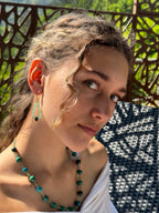 Gold Chrysocolla and Emerald Leverback Earrings