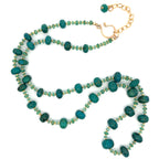 Gold Chrysocolla and Emerald Necklace