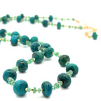 Gold Chrysocolla and Emerald Necklace