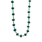 Gold Chrysocolla and Emerald Necklace